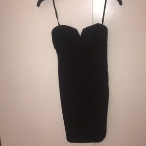 Strapless black bodycon dress
